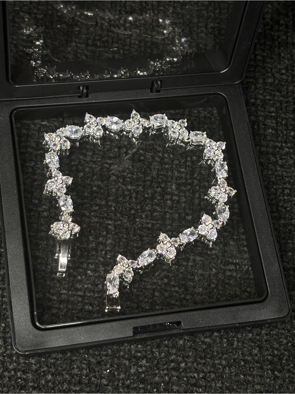 Sparkling Diamonds Tennis Bracelet - Silver Tone